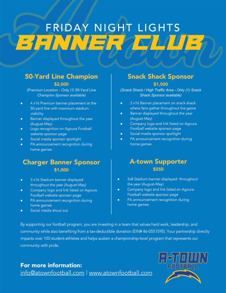 Agoura Football Friday Night Lights Banner Club Sponsorships